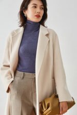 Casual Designer Women Chester Wool Coats White