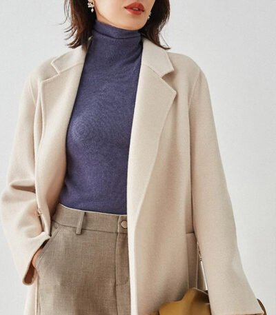 Casual Designer Women Chester Wool Coats White