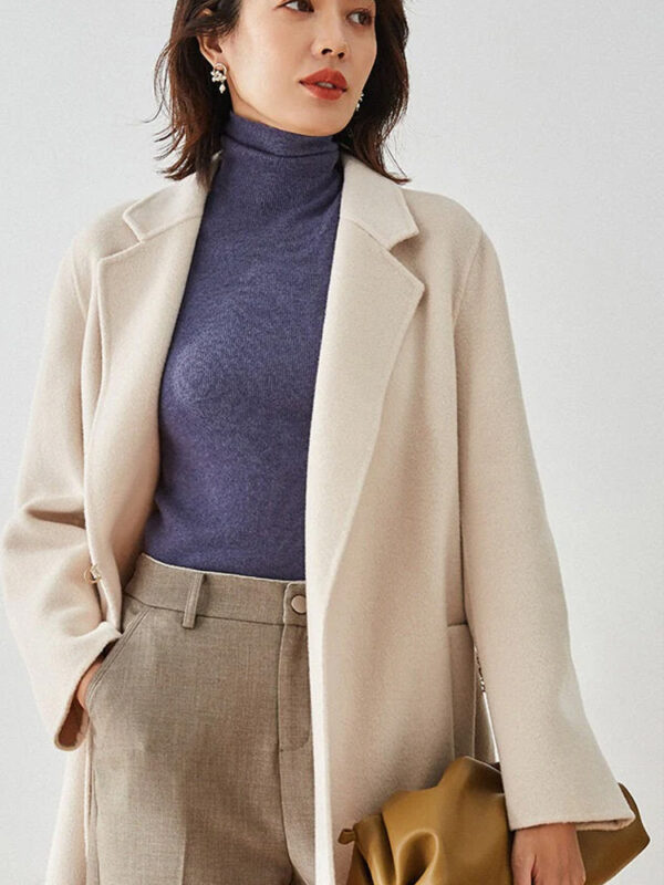 Casual Designer Women Chester Wool Coats White