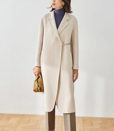Casual Designer Women Chester Wool Coats White