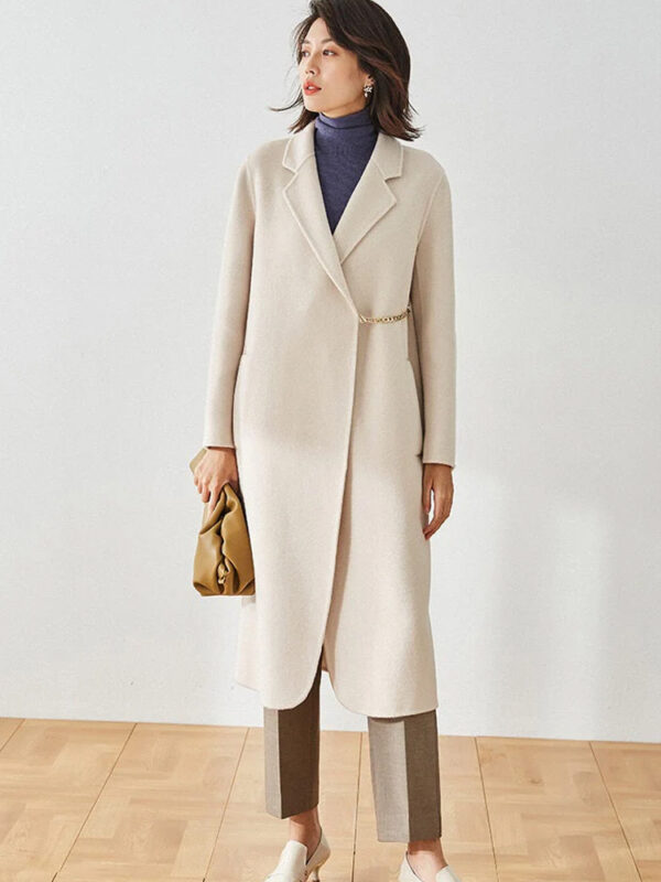 Casual Designer Women Chester Wool Coats White