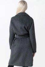 Casual Designer Women Tailored Wool Coat Dark Gray