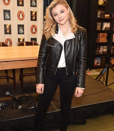 Chloe Grace Moretz Black Leather Jacket
