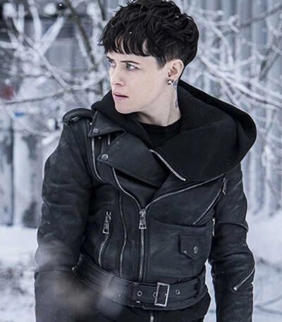 Claire Foy Black Leather Jacket