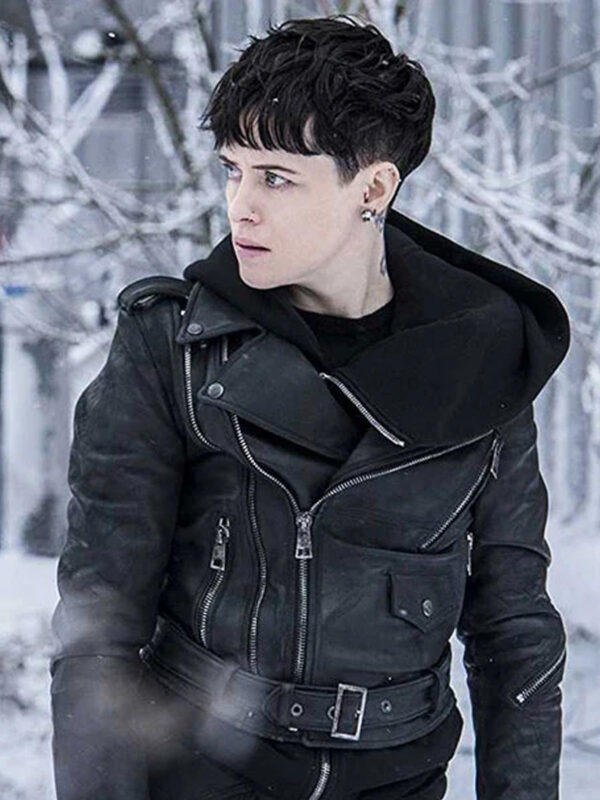 Claire Foy Black Leather Jacket