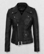 Claire Foy Black Leather Jacket