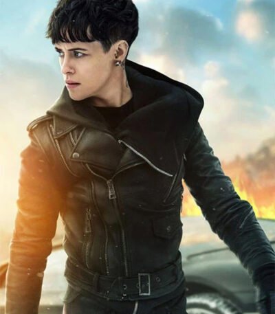 Claire Foy Black Leather Jacket