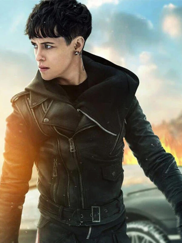 Claire Foy Black Leather Jacket