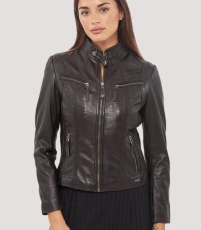 Classics Front Pocket Brown Leather Jacket