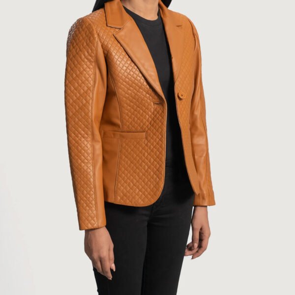 Cora Quilted Brown Leather Blazer by MJH