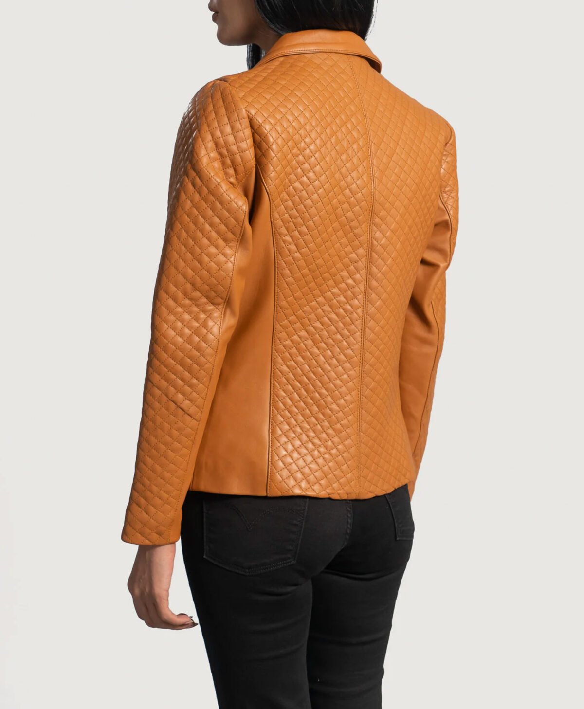 Cora Quilted Brown Leather Blazer by MJH