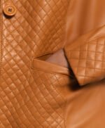 Cora Quilted Brown Leather Blazer by MJH