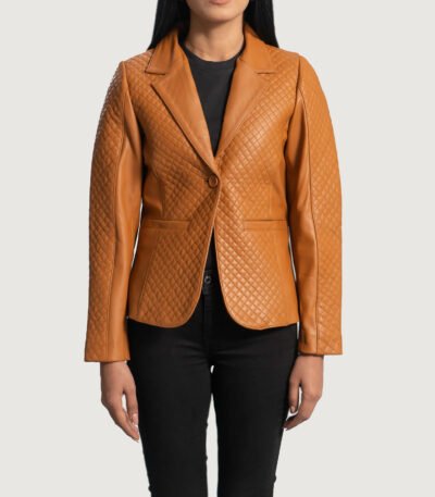 Cora Quilted Brown Leather Blazer