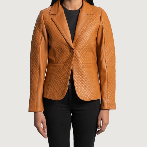 Cora Quilted Brown Leather Blazer by MJH