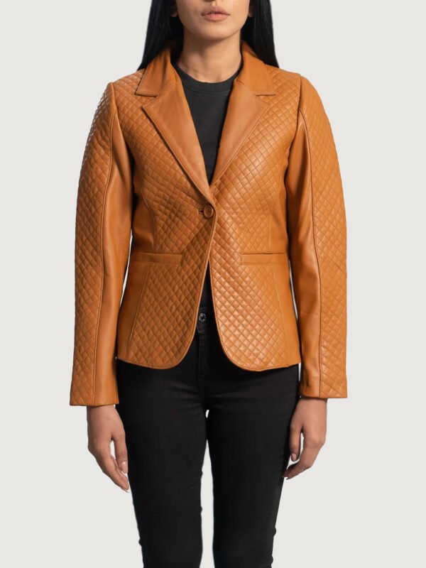 Cora Quilted Brown Leather Blazer