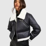 Cropped Black Aviator Jacket