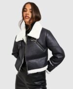 Cropped Black Aviator Jacket