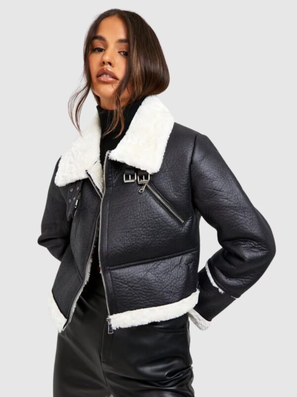 Cropped Black Aviator Jacket