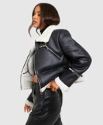 Cropped Black Aviator Jacket