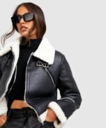 Cropped Black Aviator Jacket