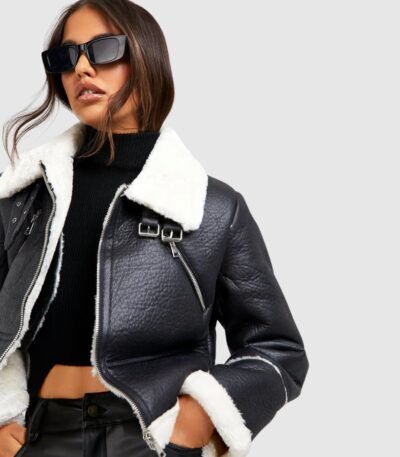 Cropped Black Aviator Jacket