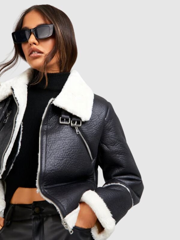 Cropped Black Aviator Jacket