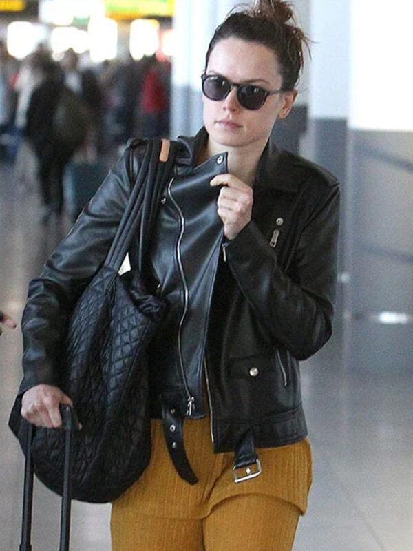 Daisy Ridley Black Leather Jacket