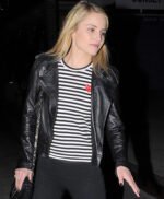 Dianna Agron Black Leather Jacket