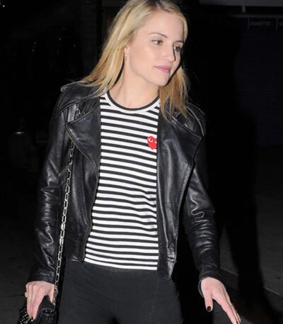 Dianna Agron Black Leather Jacket