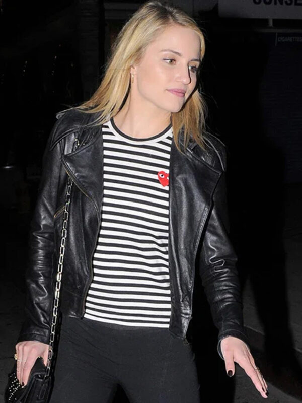 Dianna Agron Black Leather Jacket