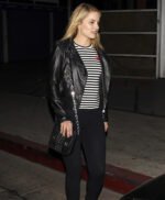 Dianna Agron Black Leather Jacket