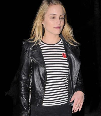 Dianna Agron Black Leather Jacket