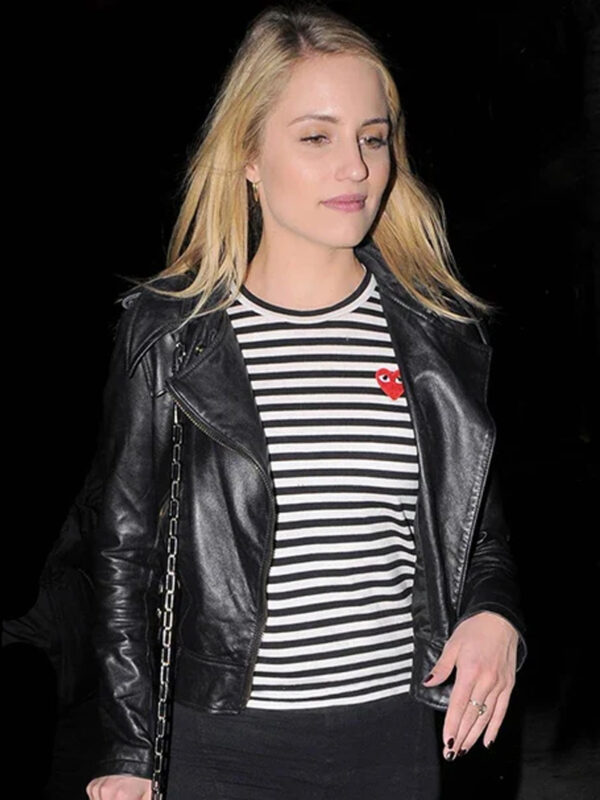 Dianna Agron Black Leather Jacket