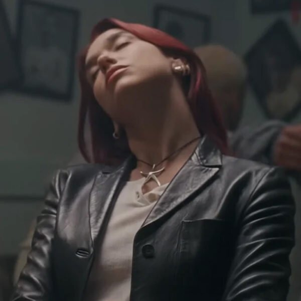Dua Lipa Training Season Black Leather Blazer