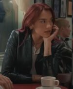 Dua Lipa Training Season Black Leather Blazer