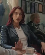 Dua Lipa Training Season Black Leather Blazer