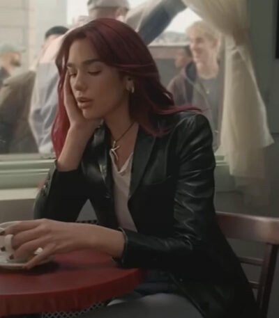 Dua Lipa Training Season Black Leather Blazer