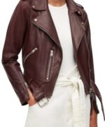 Echoes Michelle Monaghan Maroon Leather Jacket