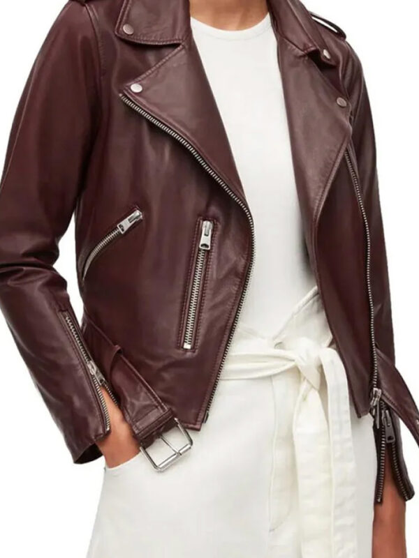 Echoes Michelle Monaghan Maroon Leather Jacket