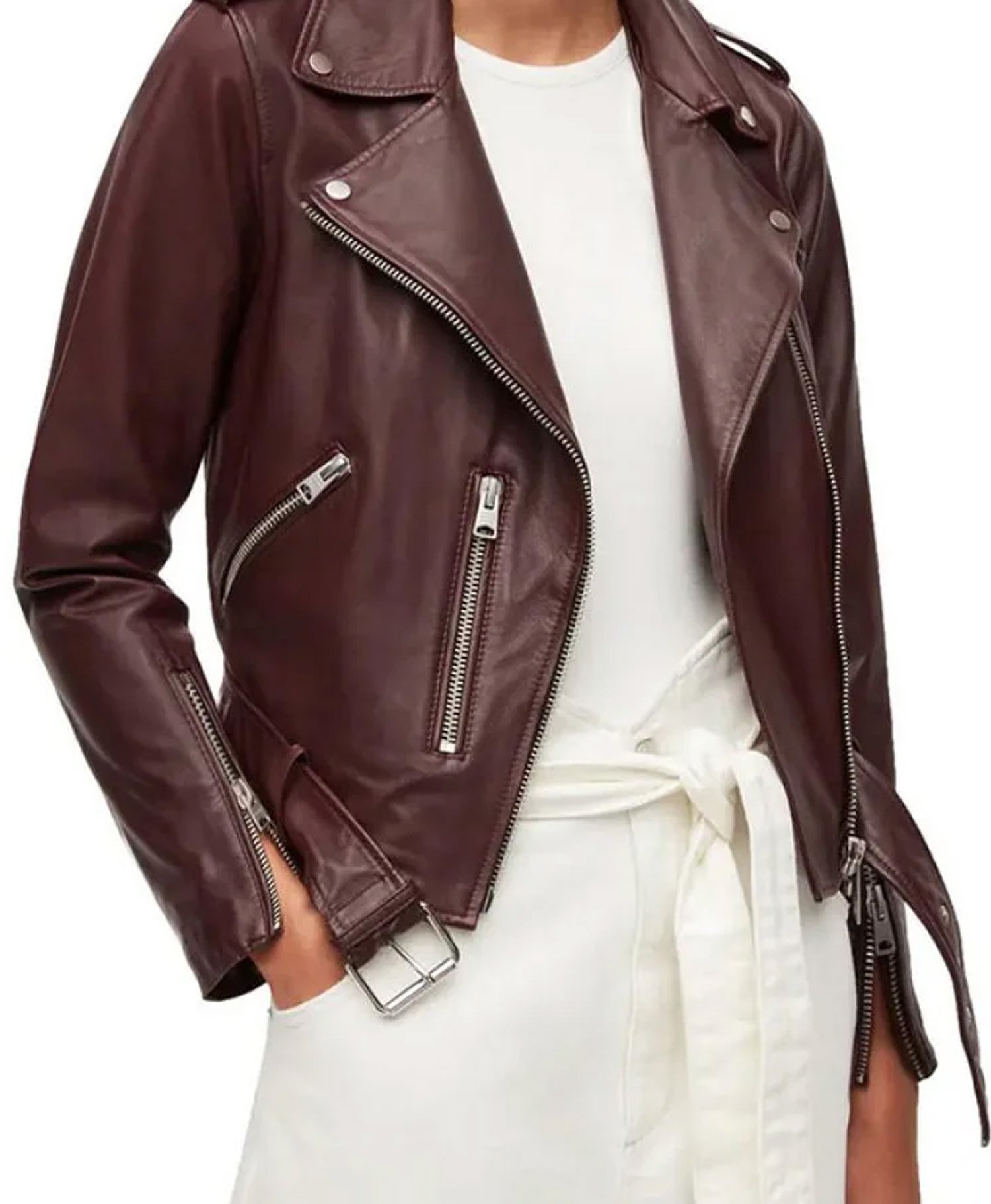 Echoes Michelle Monaghan Maroon Leather Jacket Echoes Michelle Monaghan Maroon Leather Jacket