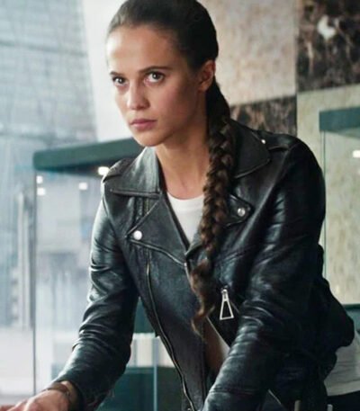 Elegant Alicia Vikander Tomb Raider Leather Jacket