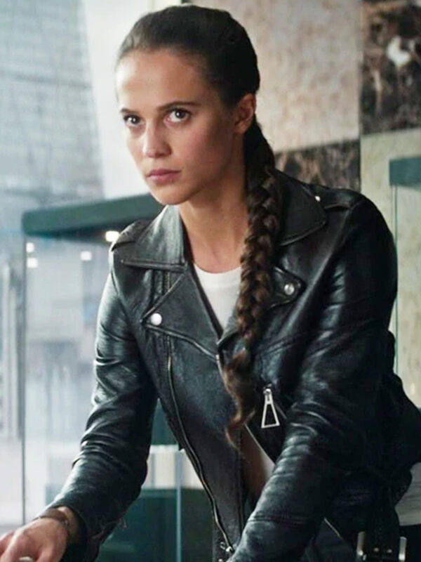 Elegant Alicia Vikander Tomb Raider Leather Jacket