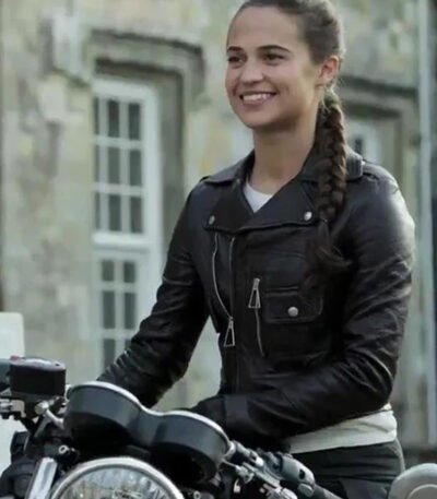 Elegant Alicia Vikander Tomb Raider Leather Jacket