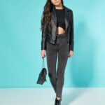 Elegant Black Biker Leather Jacket By MJH