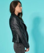 Elegant Black Biker Leather Jacket By MJH
