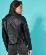 Elegant Black Biker Leather Jacket By MJH