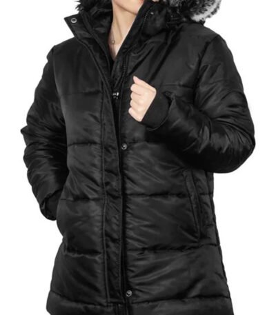 Ella Womens Black Puffer Coat