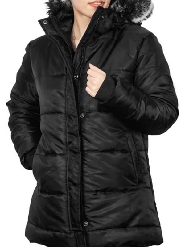 Ella Womens Black Puffer Coat