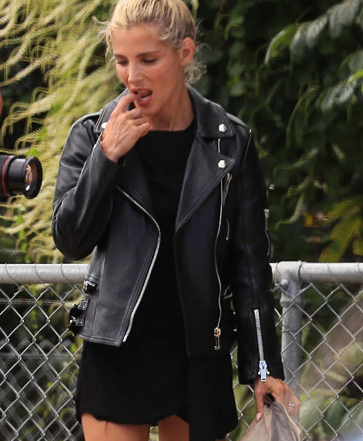 Elsa Pataky Black Leather Jacket