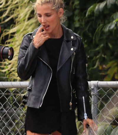 Elsa Pataky Black Leather Jacket